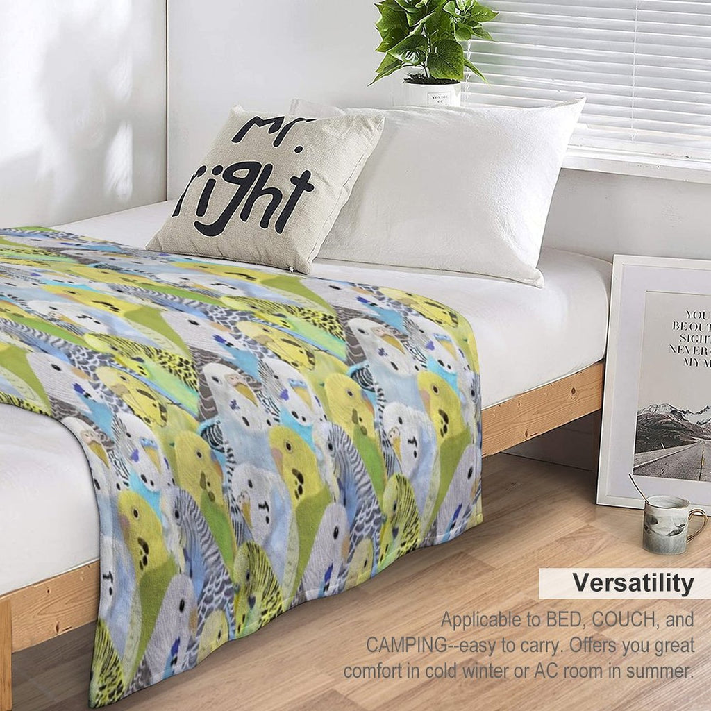 Budgie Parakeets Plush Throw Blanket