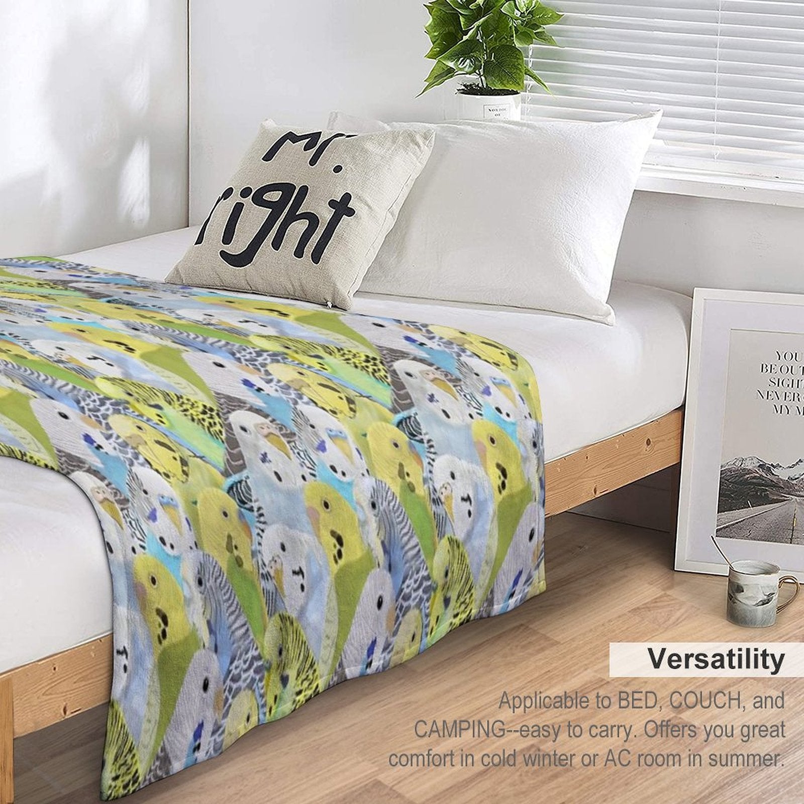 Budgie Parakeets Plush Throw Blanket
