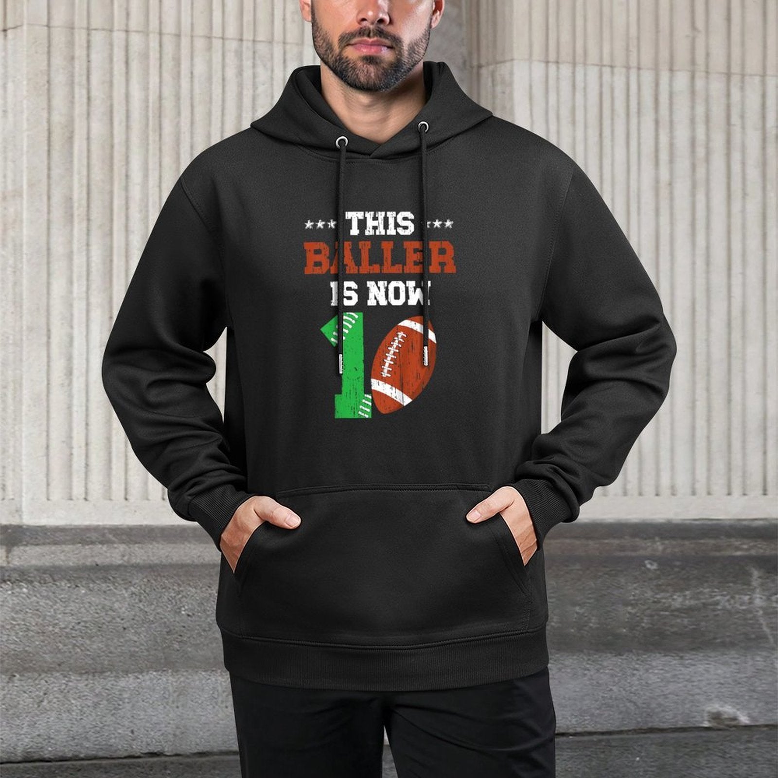 Kids 1st Birthday Party Football Boy One Year Old Football Player Cotton-Polyester Blend Hoodie