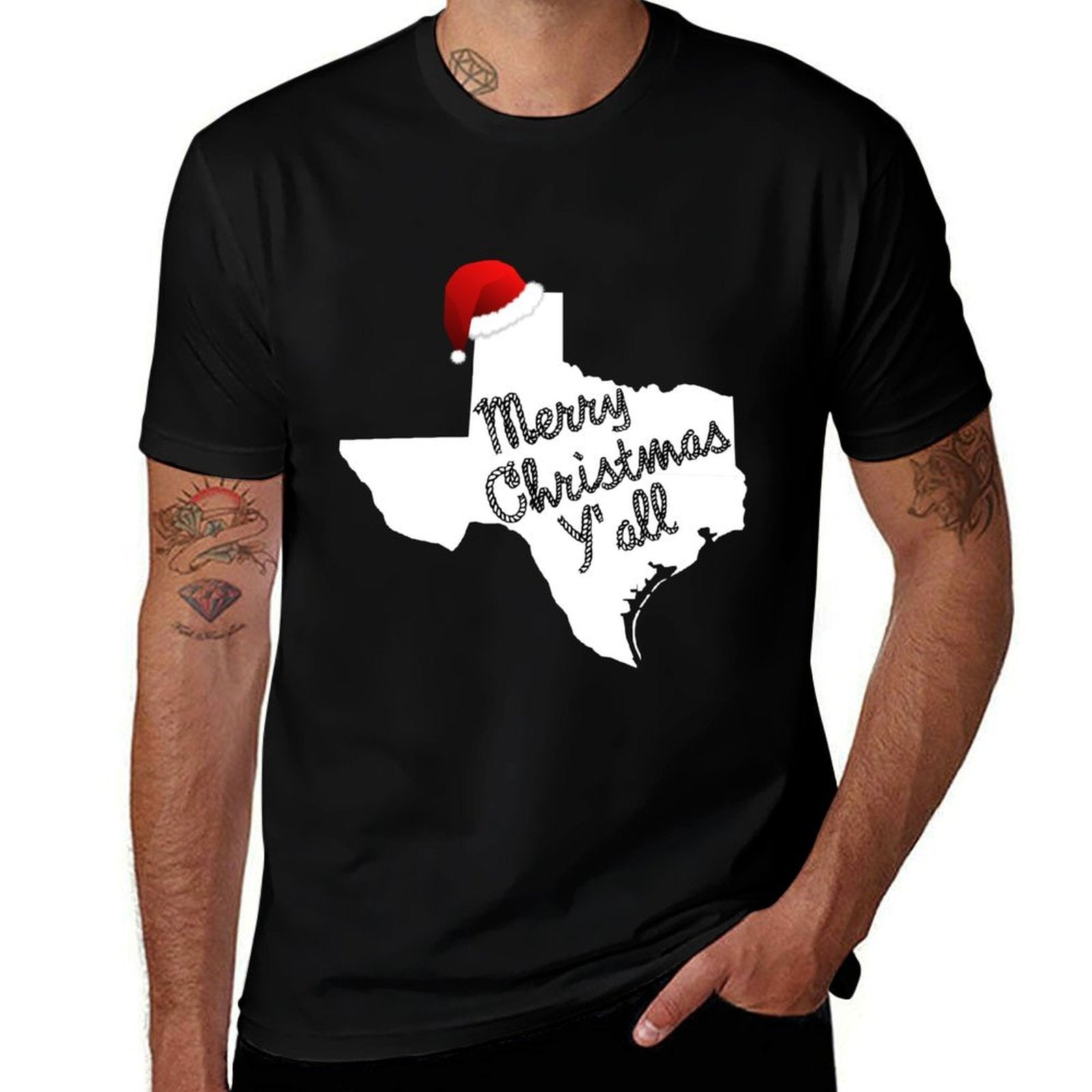 Texas Christmas - Merry Christmas Yall  Heathered Texture T-Shirt