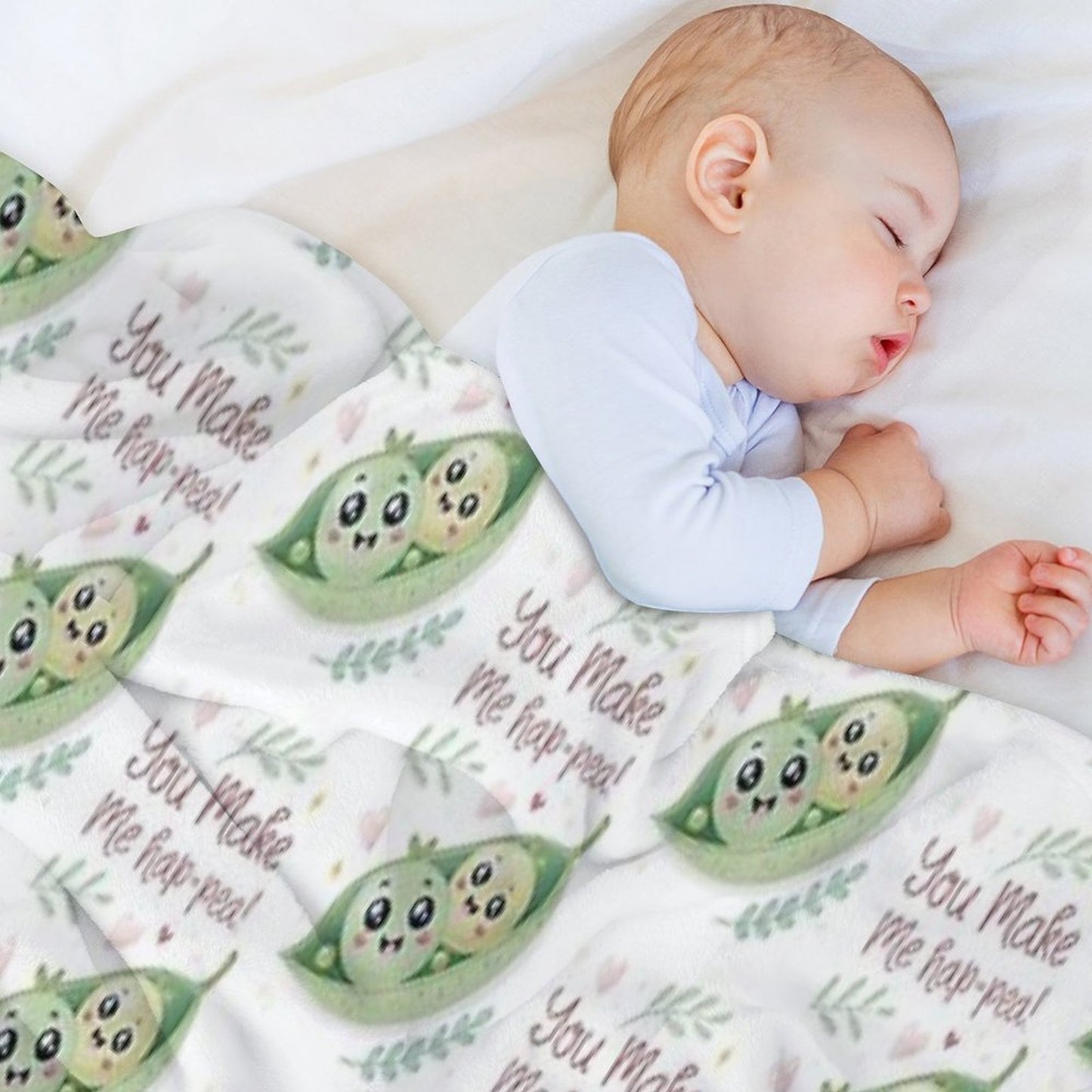 You Make Me Hap-pea! Kawaii Cute Puns Compact Throw Blanket