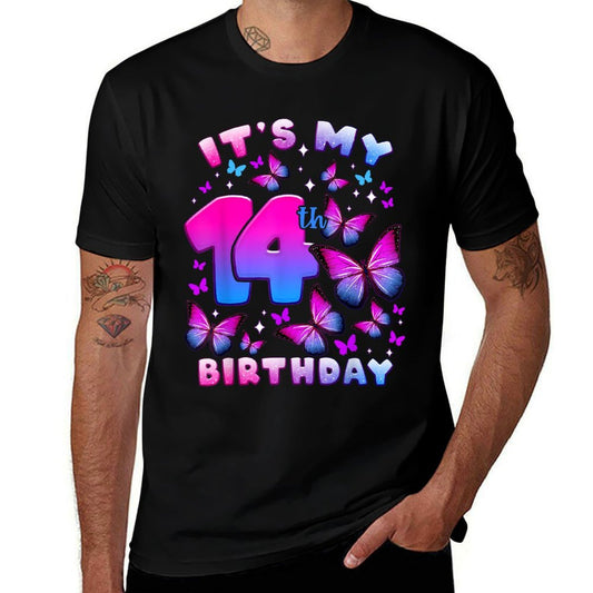 Birthday Girl 14 Year Old, Butterfly, Number 14  Relaxed-fit T-Shirt