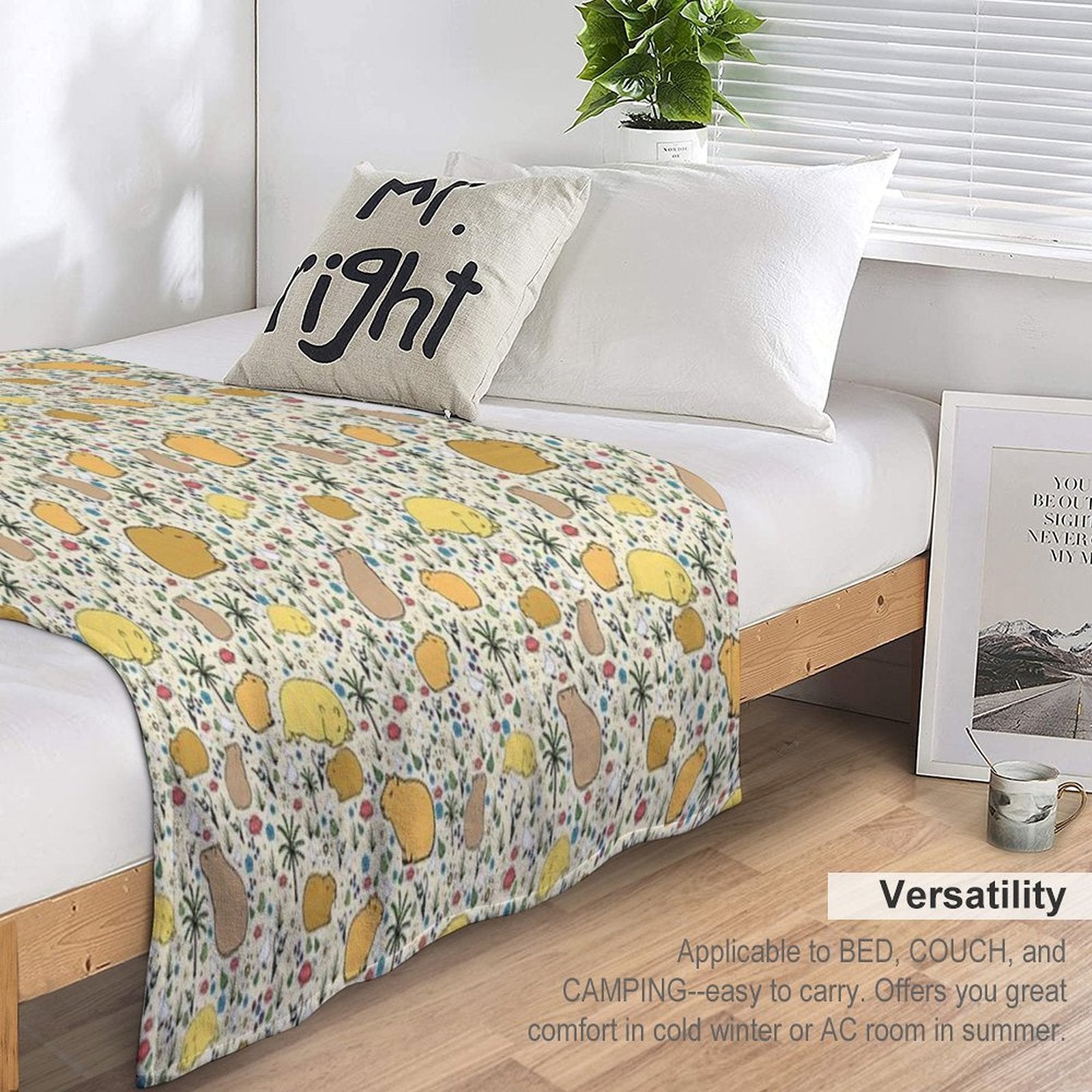 Capybaras in Gold Eco-conscious Throw Blanket