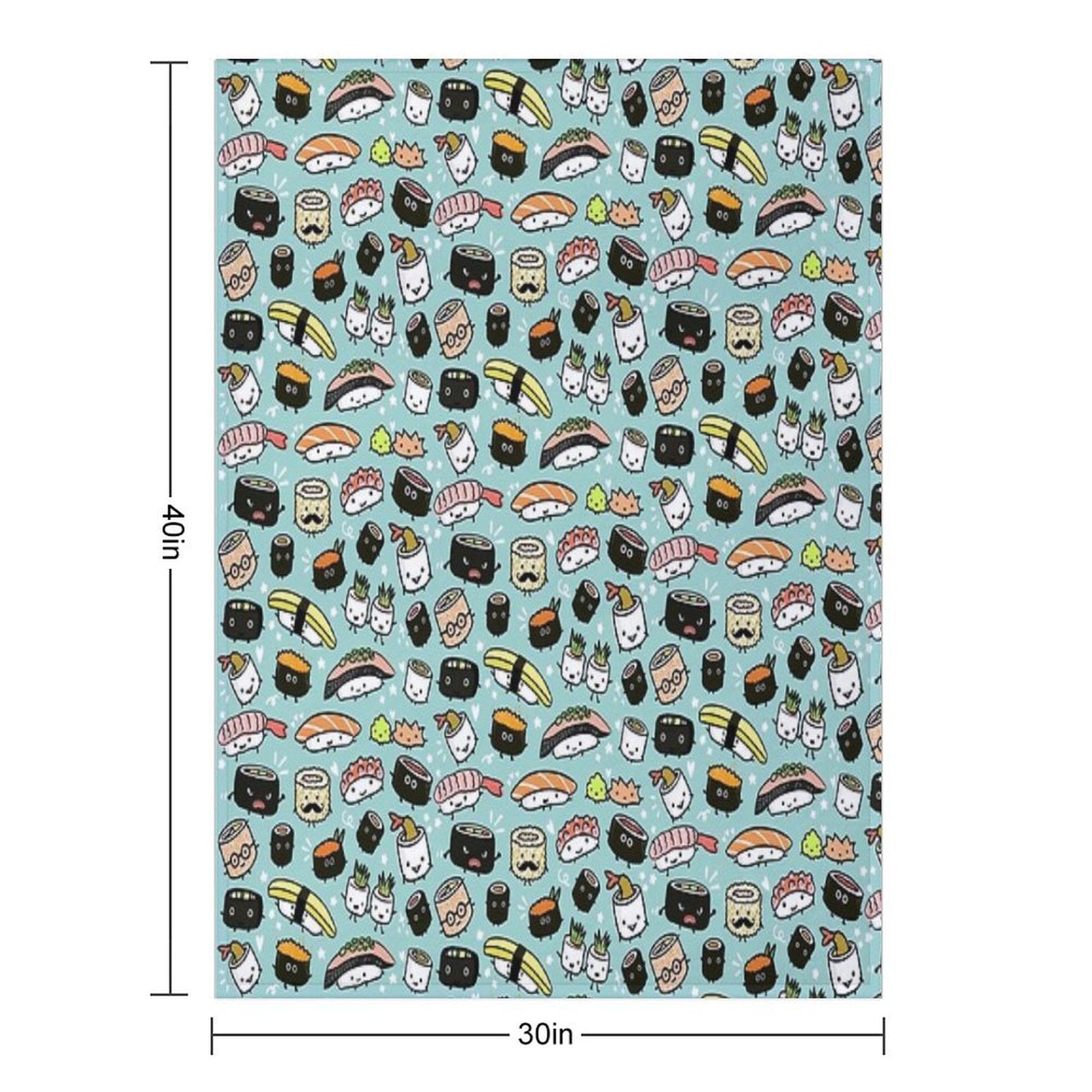 Cute Sushi Pattern  Kawaii Sushi Characters Eco-conscious Throw Blanket