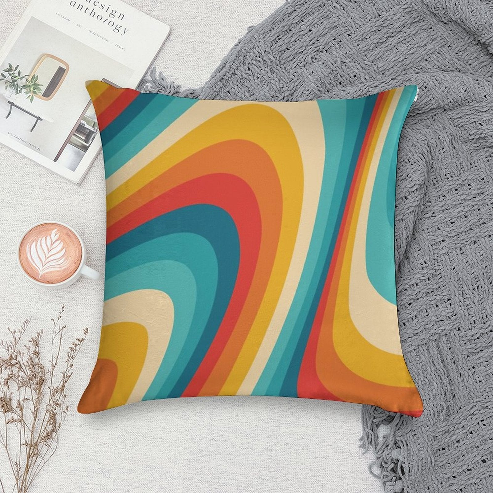 70s Retro Aesthetic Soft Decorative Cover Throw Pillow