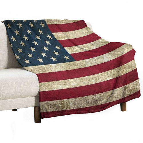 American Flag Vintage Plush Throw Blanket