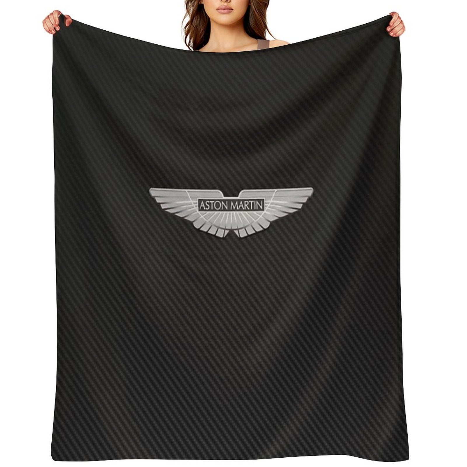 Aston Martin Logo on Carbon Background Comfort Throw Blanket
