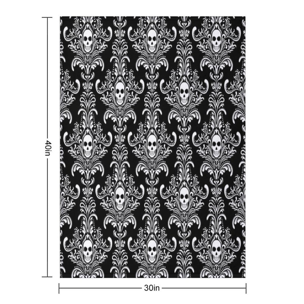 Skulls Damask Goth Halloween Pattern Travel-friendly Throw Blanket