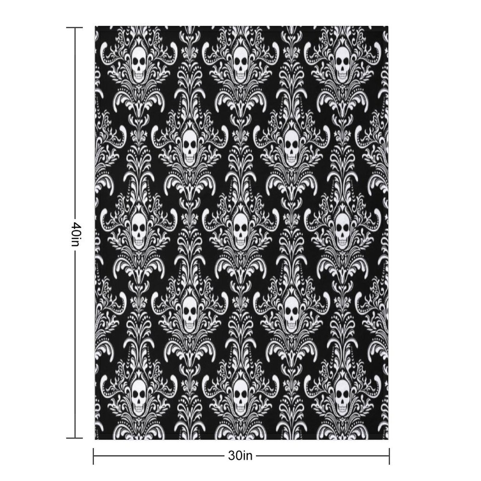 Skulls Damask Goth Halloween Pattern Travel-friendly Throw Blanket