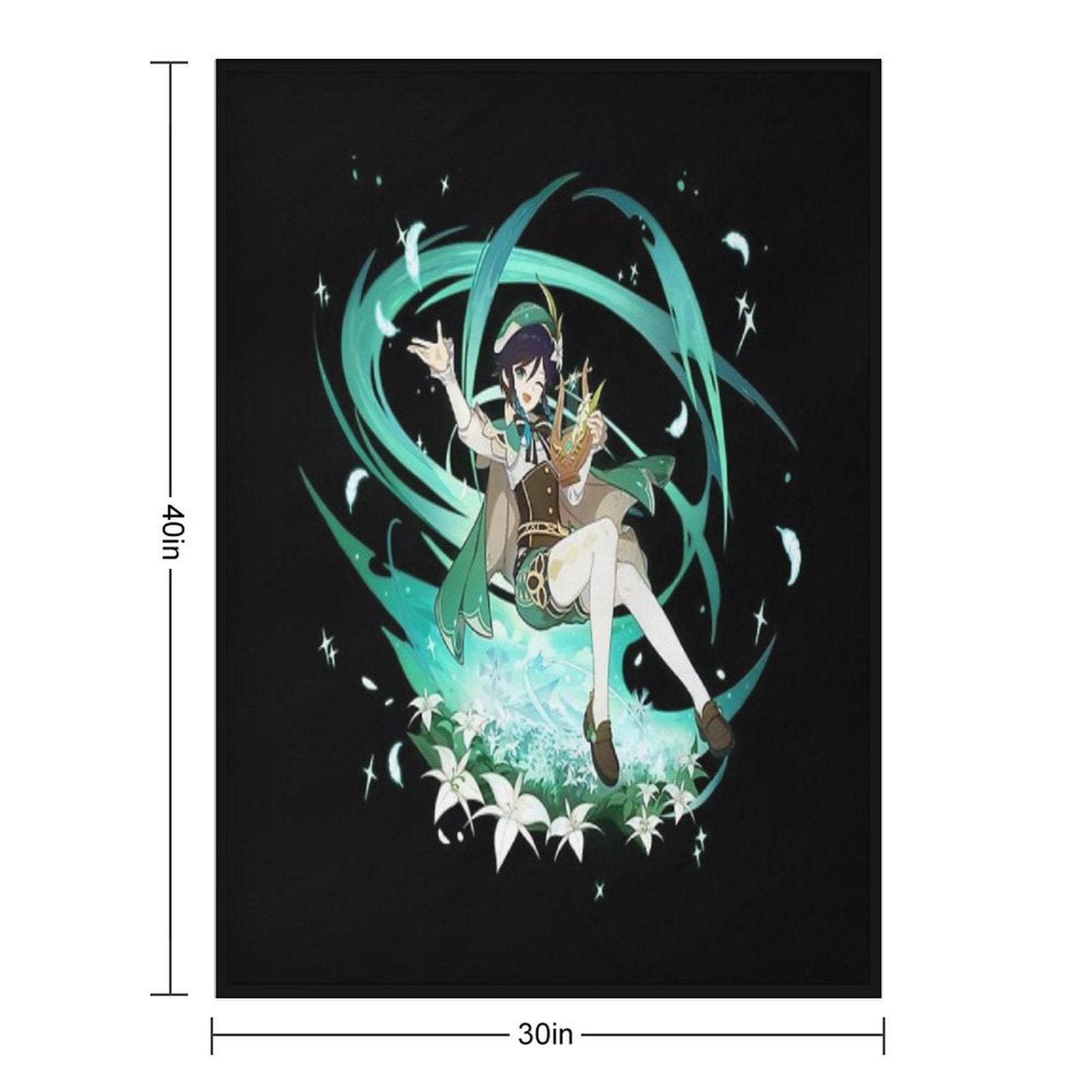 Genshin Impact - Venti Official Character Wish - Gacha Splash Art Travel-friendly Throw Blanket