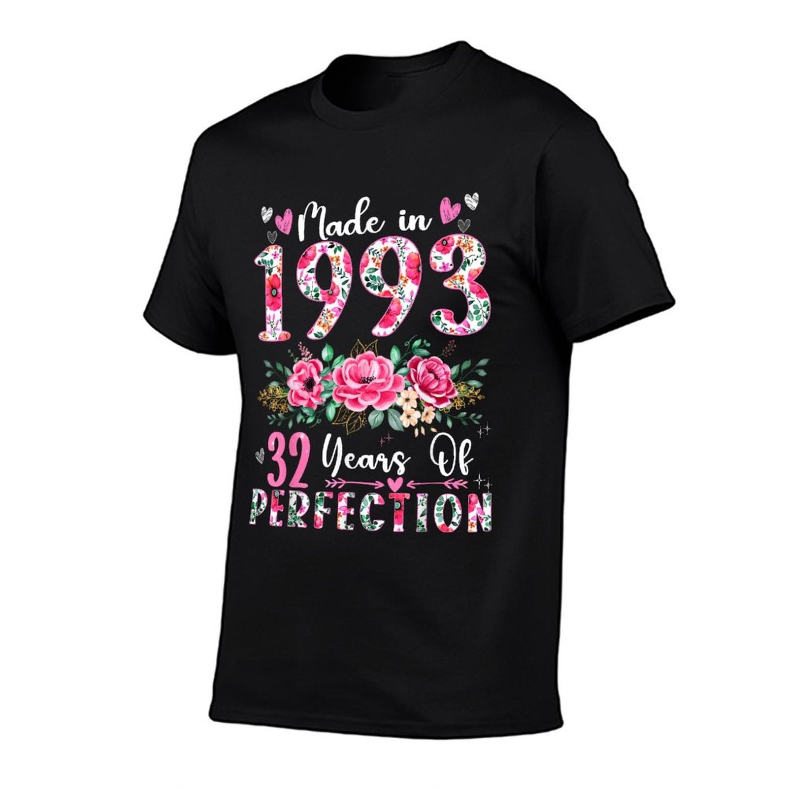 32 Year Old Made In 1993 Floral 32th Birthday Women  Oversized Silhouette T-Shirt