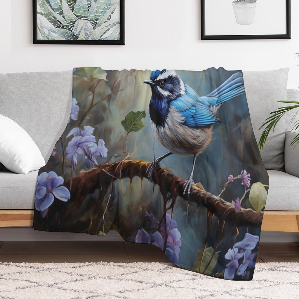 Australian Blue Wren. Anti-pilling Throw Blanket