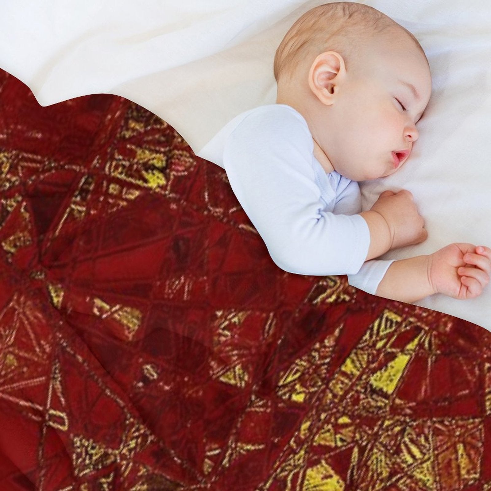 Aurelia- Red And Gold Metallic Wrinkle-free Throw Blanket