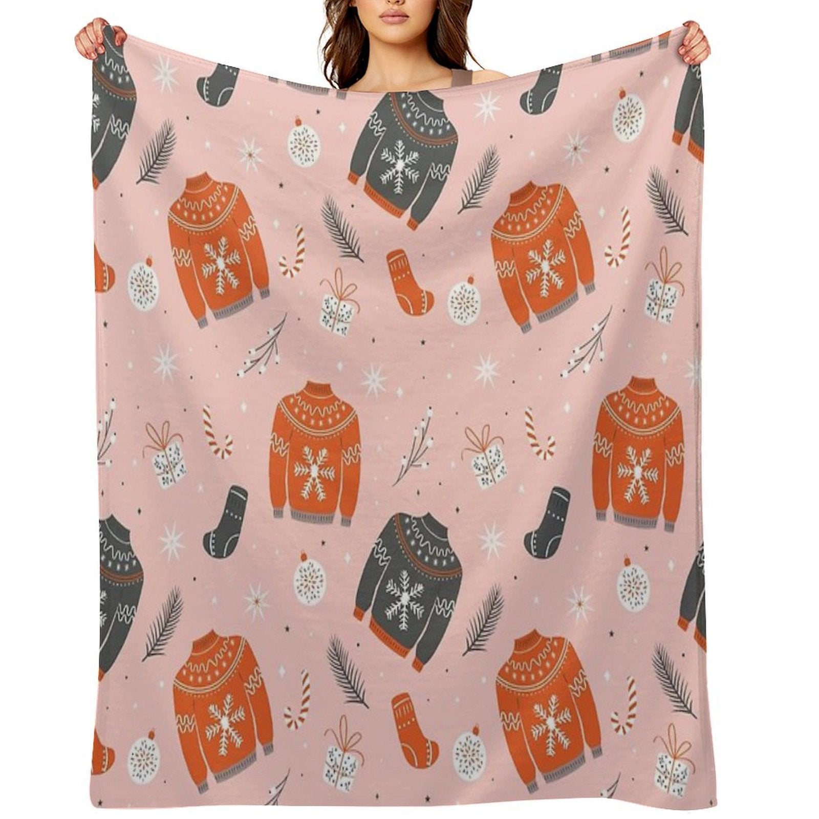 Christmas Sweater Pattern Pink Quick-dry Throw Blanket