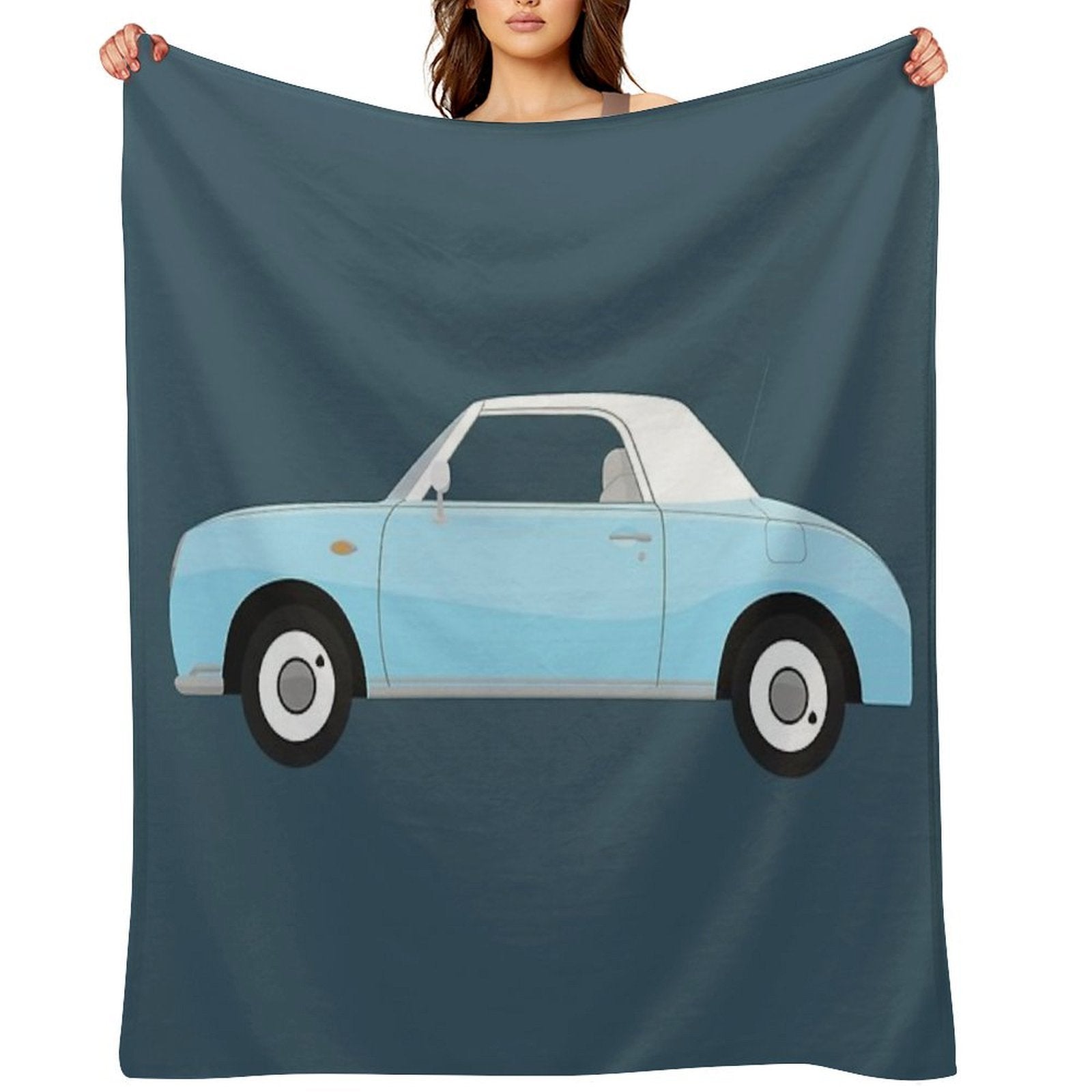 Pale Aqua Nissan Figaro Plush Throw Blanket