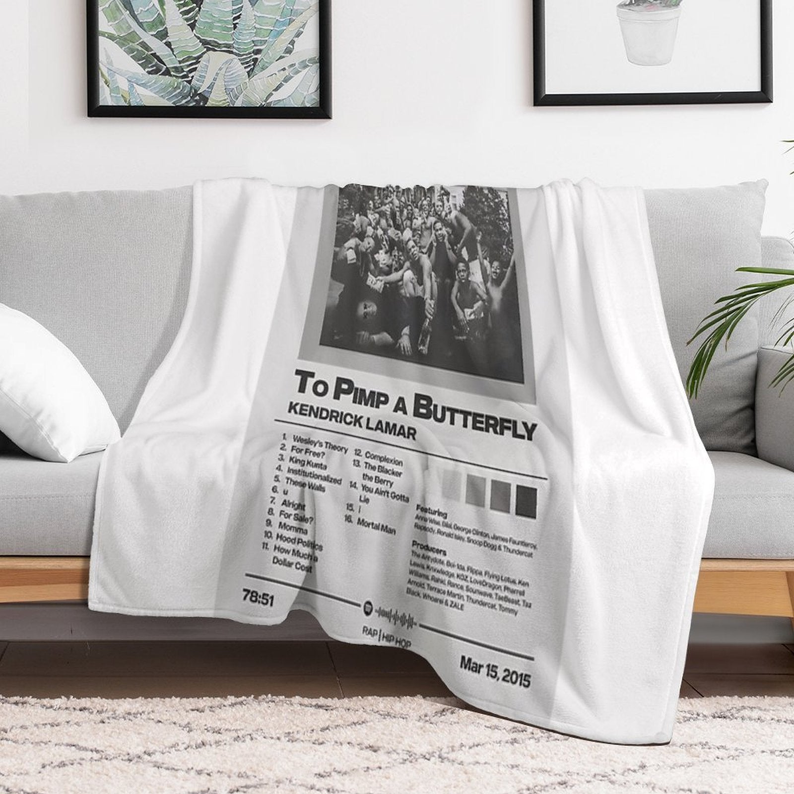 To Pimp A Butterfly  Kendrick Lamar - Tracklist Album Eco-conscious Throw Blanket