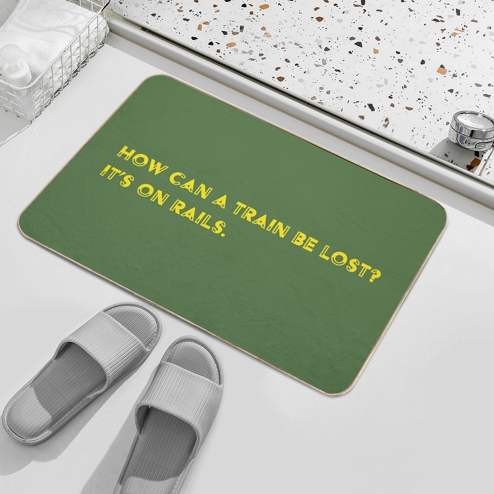 How Can A Train Be Lost It's on Rails.  Slip-Resistant Bath Mat