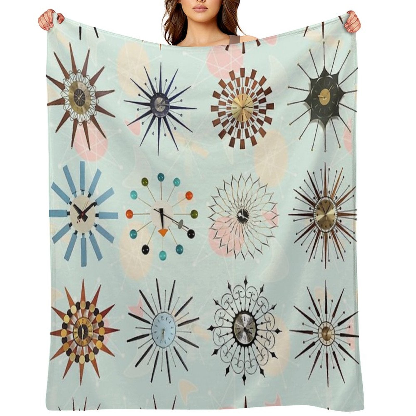 Atomic Starburst Clocks Comfort Throw Blanket