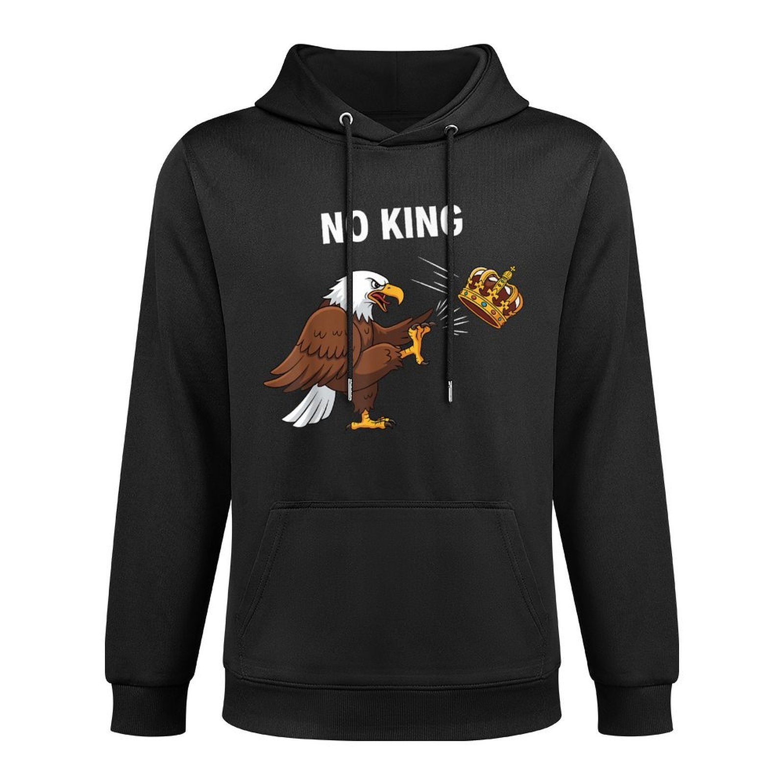 Nope No Kings In America Bald Eagle Kicking Crown Resistance Pilling-Resistant Hoodie