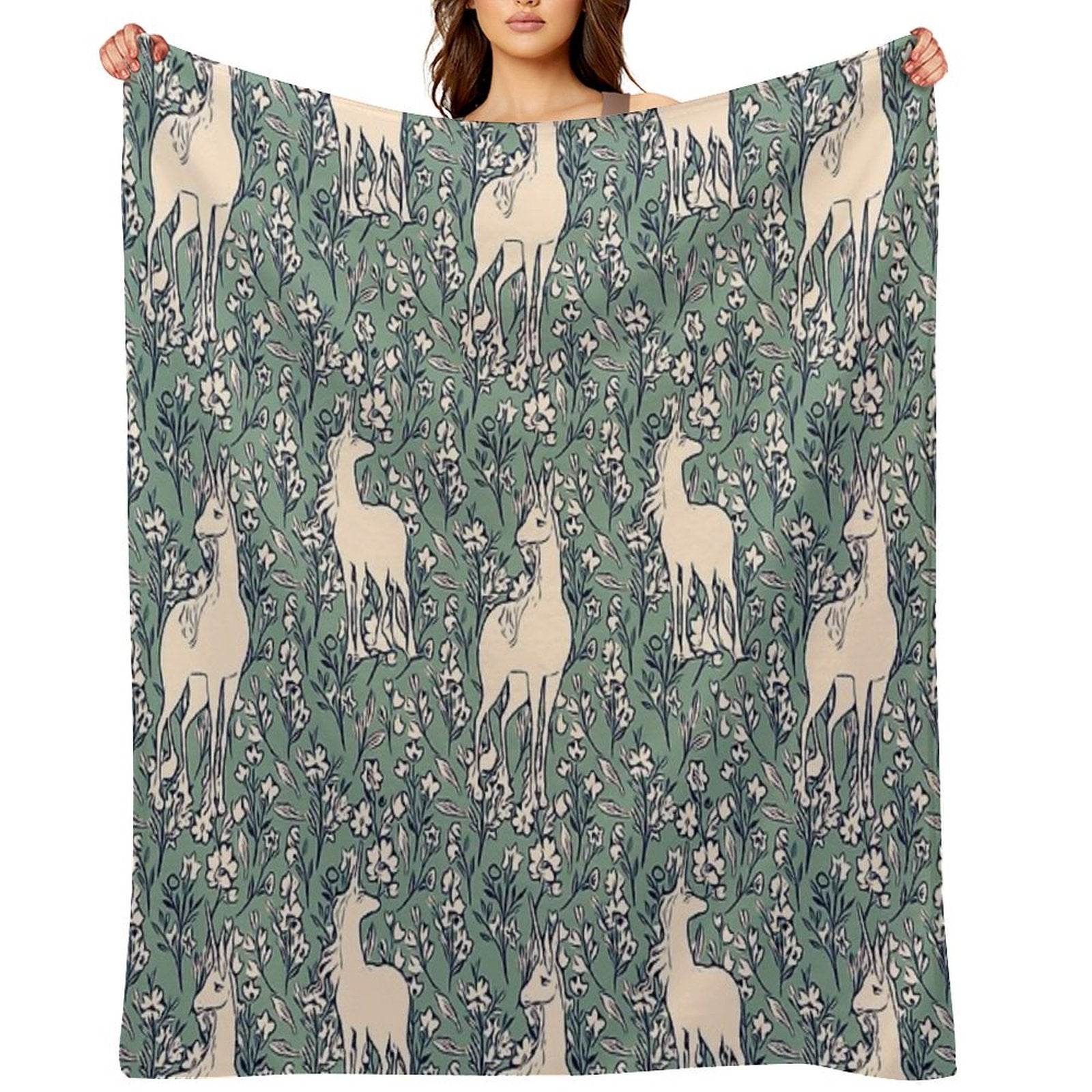 The Last Unicorn Ethereal Forest Print Comfort Throw Blanket