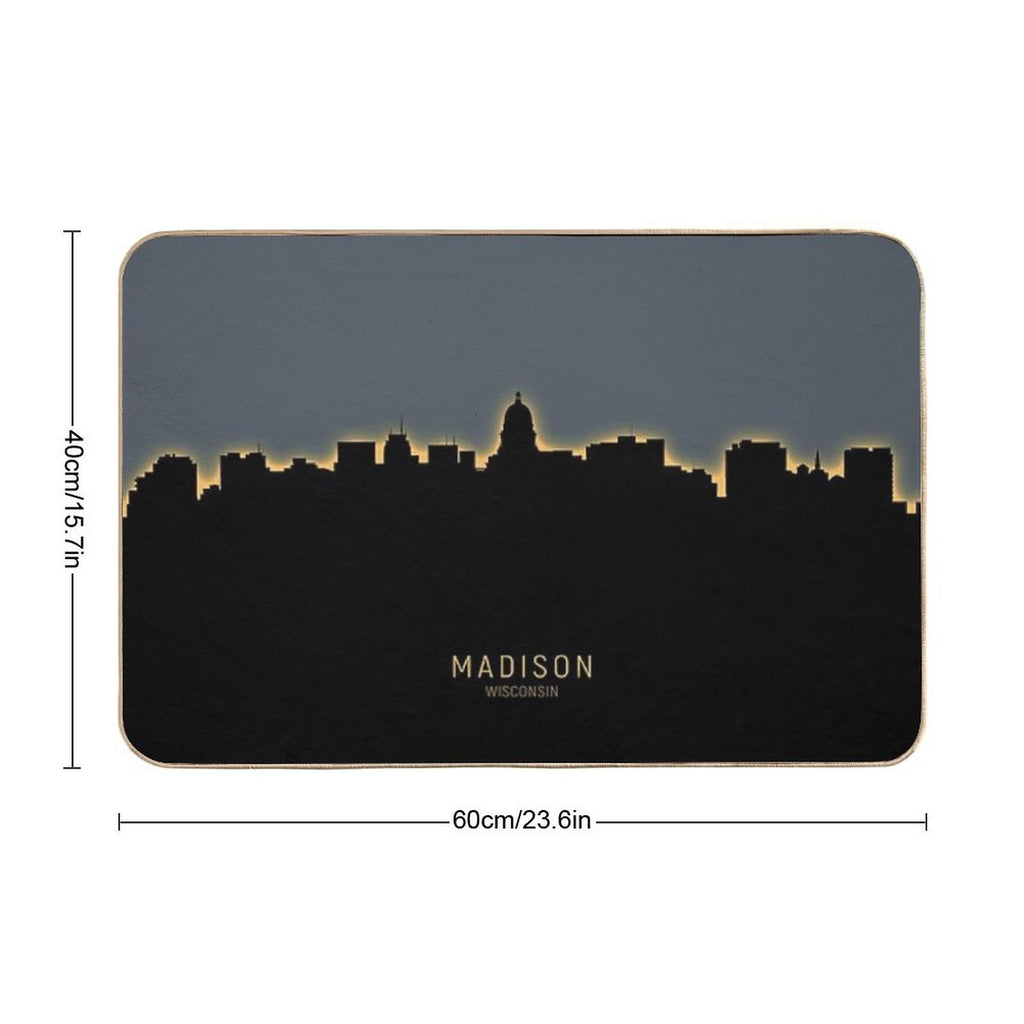 Madison Wisconsin Skyline  Fade-Resistant Bath Mat