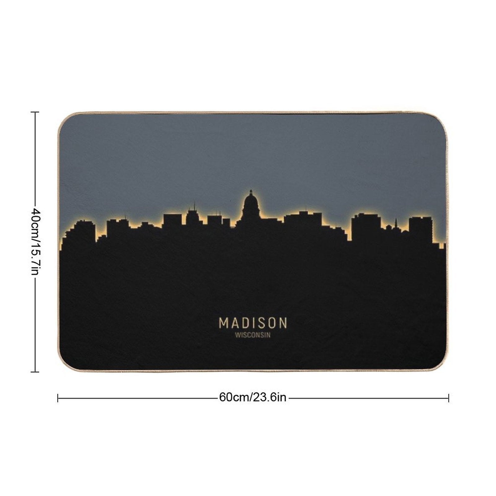 Madison Wisconsin Skyline  Fade-Resistant Bath Mat