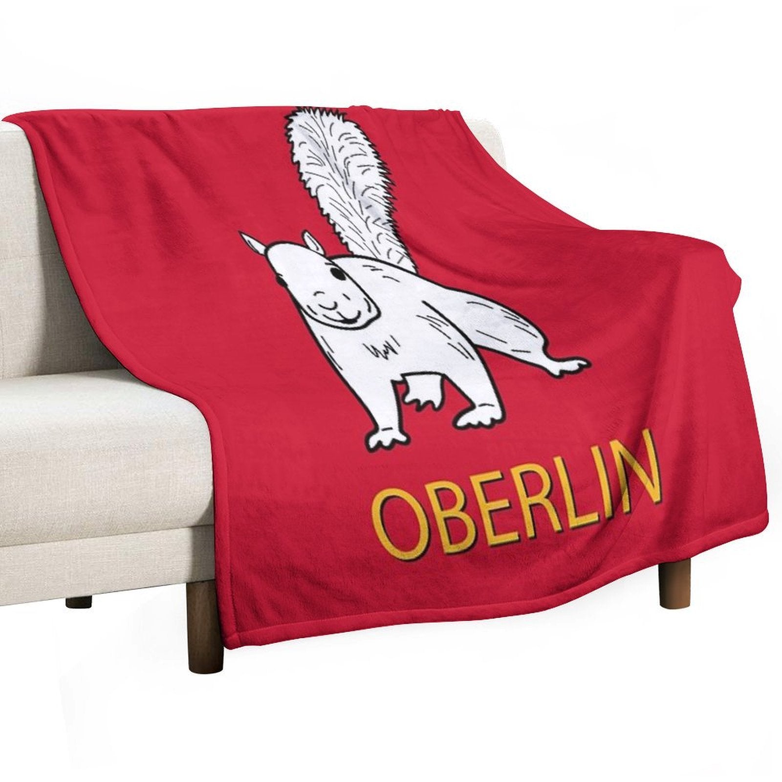 Cute Oberlin White Squirrel Sustainable Throw Blanket