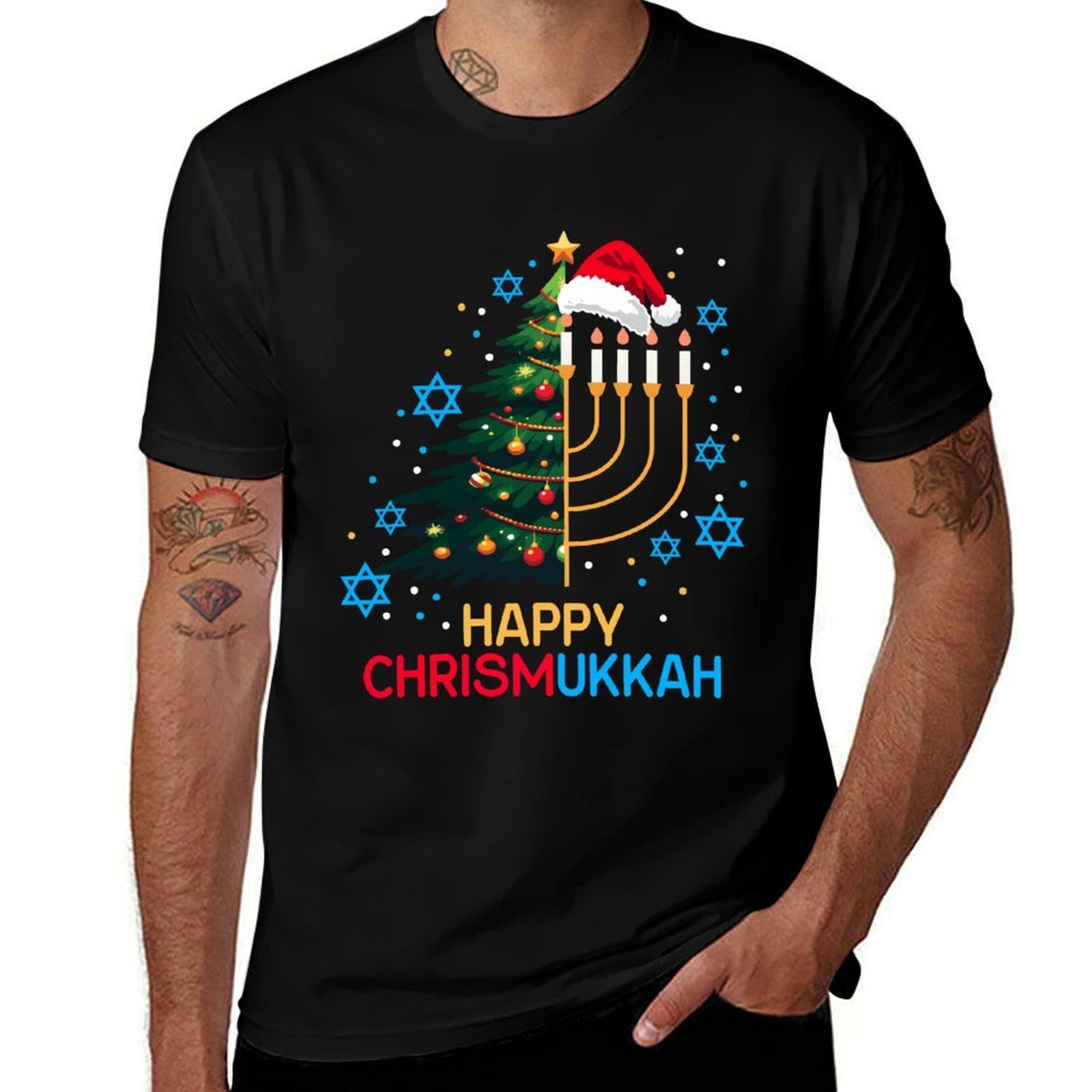 Happy Christmukkah Merry Christmas Hanukkah Jewish Festival  Easy-care T-Shirt