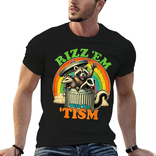 Autistic Raccoon Possum Skunk Meme Rizz Em With The Tism  Trendy Pattern T-Shirt
