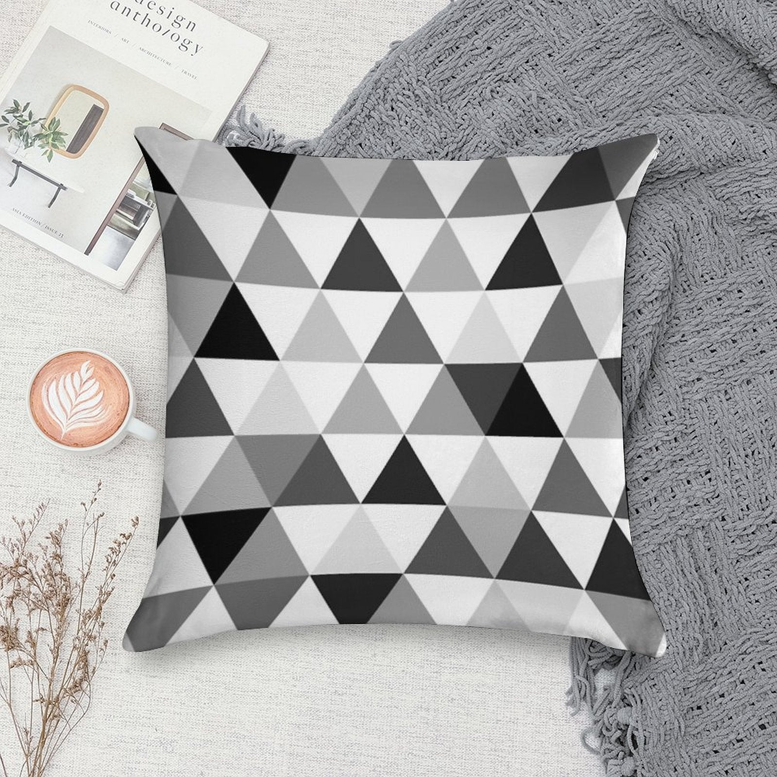Triangles in Black, Grey And White Soft Warmth Comfort Throw Pillow