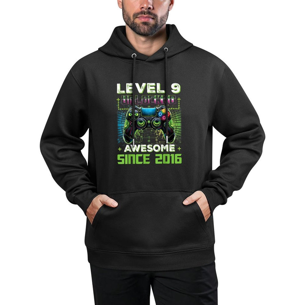 Level 9 Unlocked Video Game 9th Birthday Gamer Boys Son Breathable Fabric Hoodie