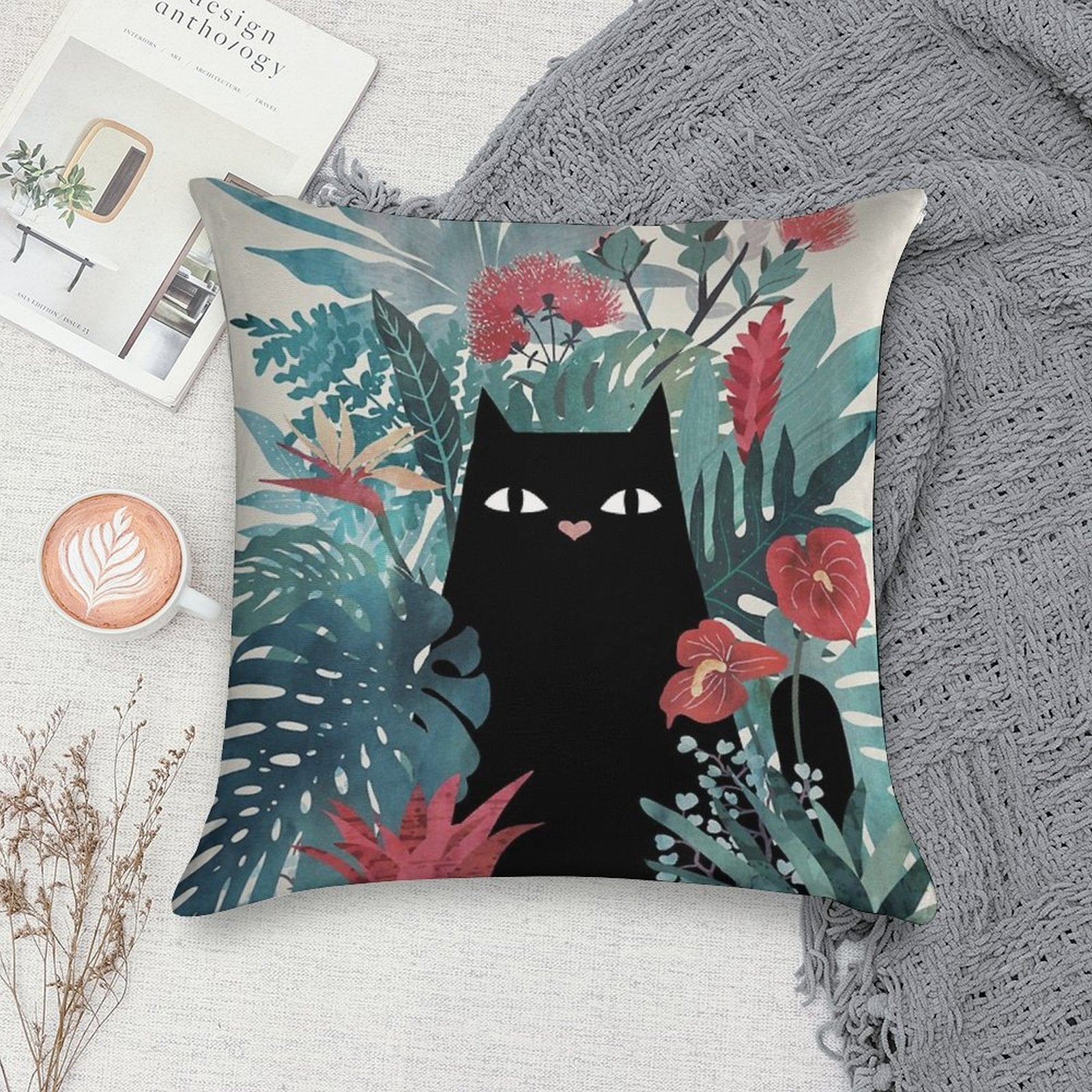 Popoki Soft Washable Throw Pillow
