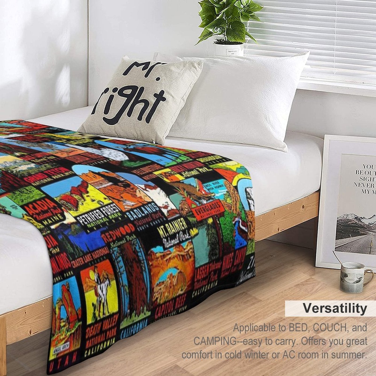 American National Parks Vintage Travel Decal Bomb Shrink-resistant Throw Blanket