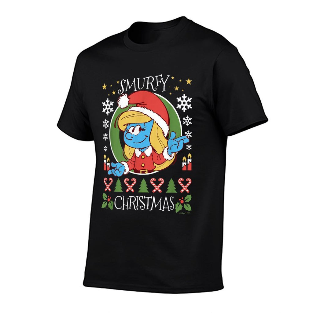 The Smurfs Christmas Smurfy Christmas Smurfette Chest Logo  Versatile T-Shirt