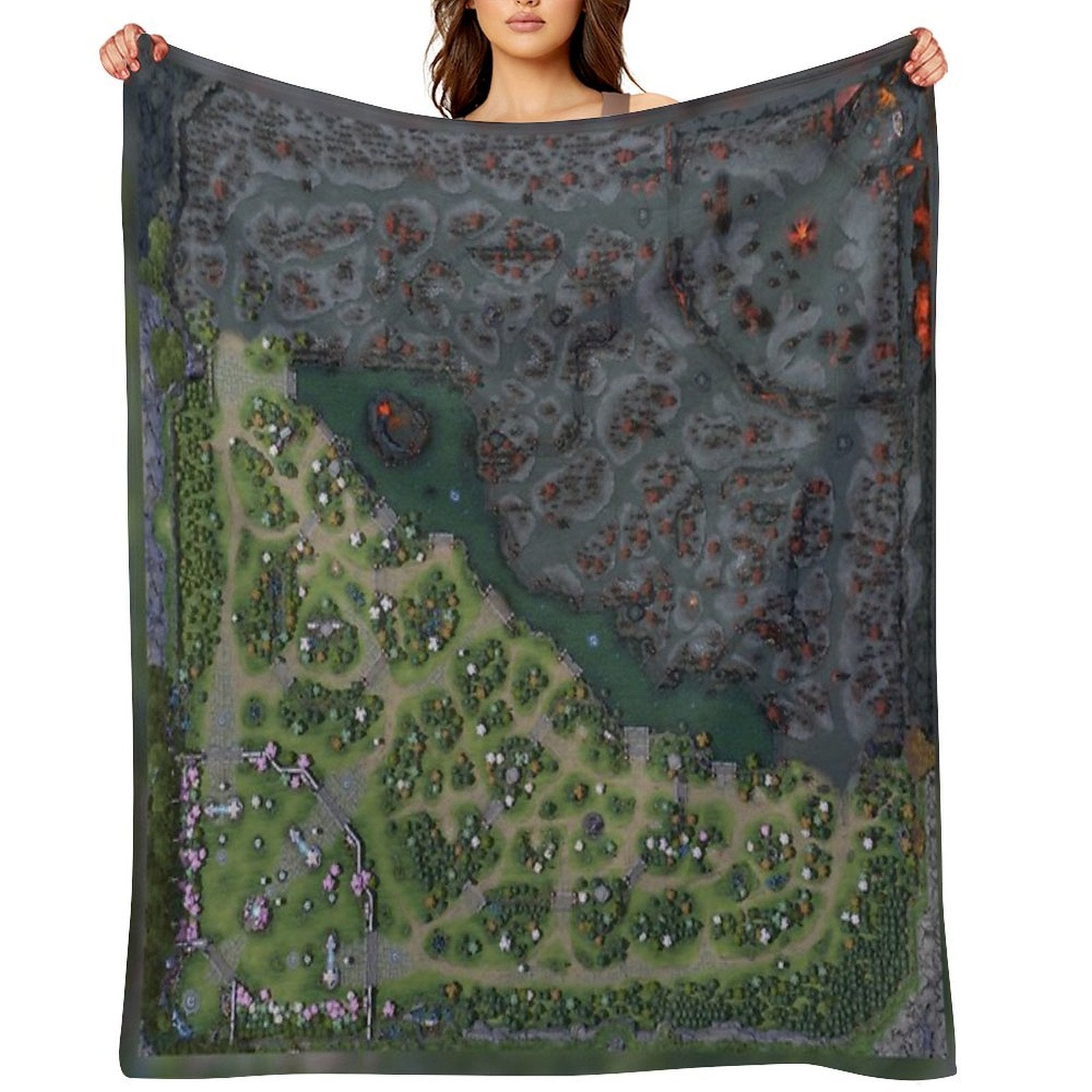DOTA 2 Mini Map Full Zoomed Out, Classic Version Wrinkle-free Throw Blanket