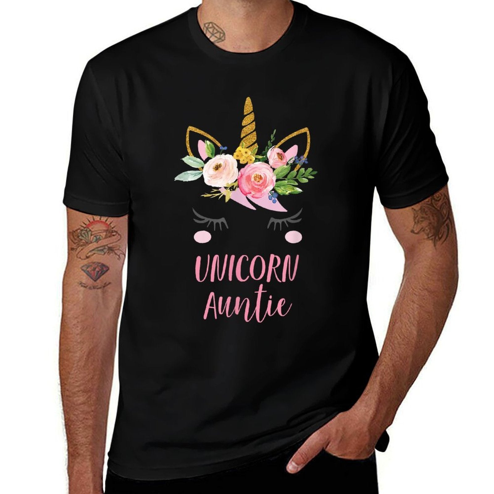 Cute Unicorn Aunt, Boho Auntie Unicorn Gift  Easy-care T-Shirt