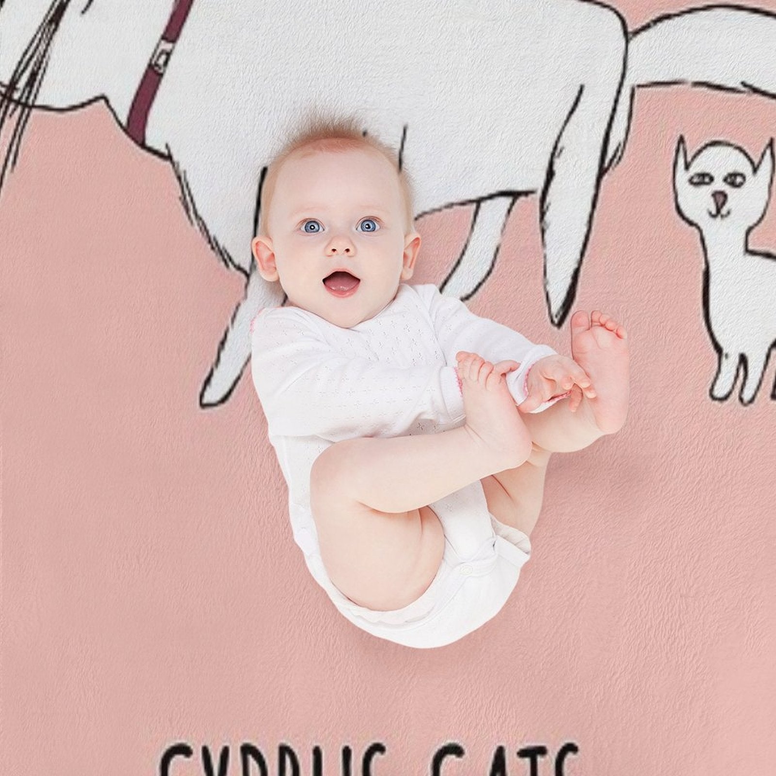 CYPRUS CATS CLOTHES PATTERN Machine-washable Throw Blanket