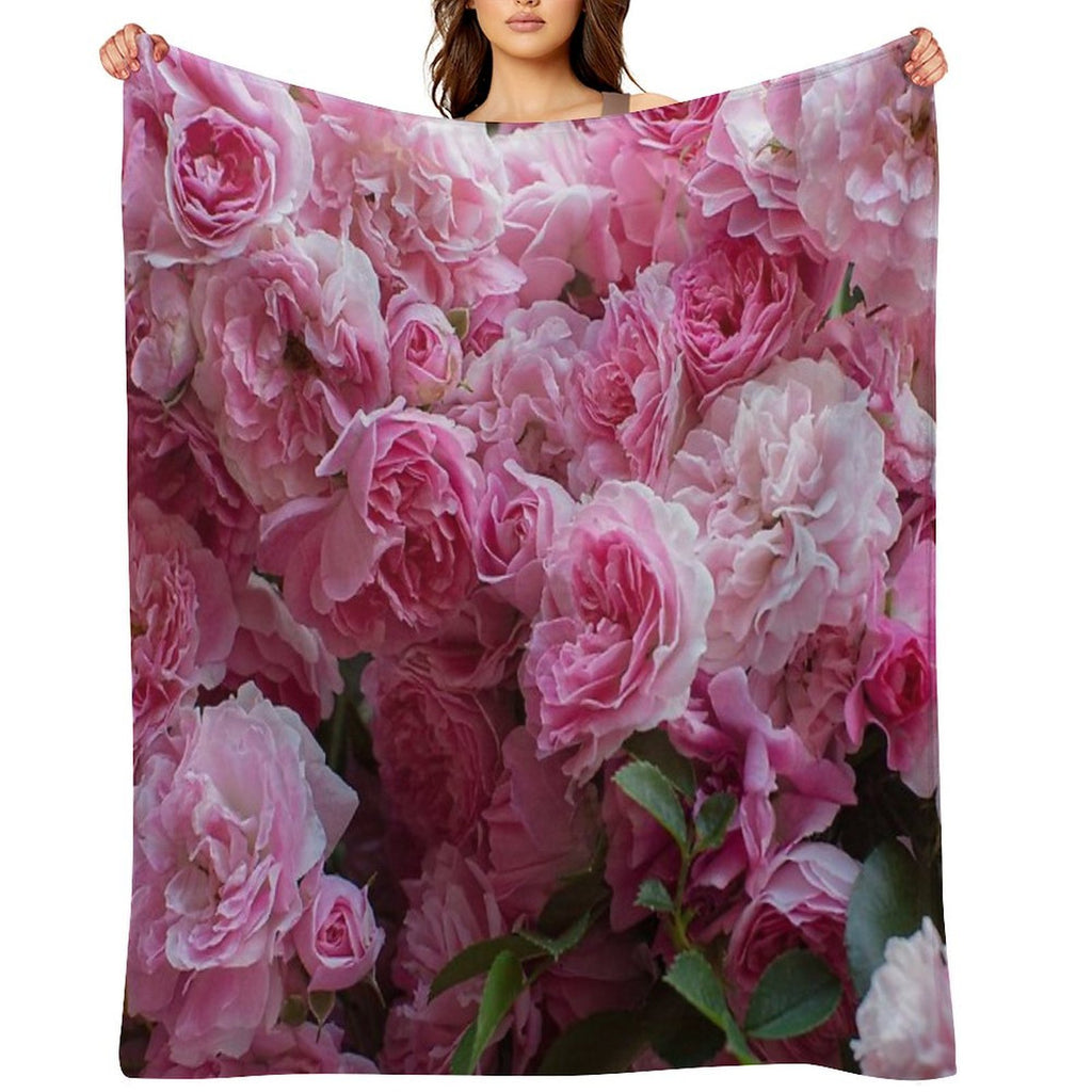Pink Peonies Garden Machine-washable Throw Blanket