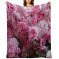 Pink Peonies Garden Machine-washable Throw Blanket
