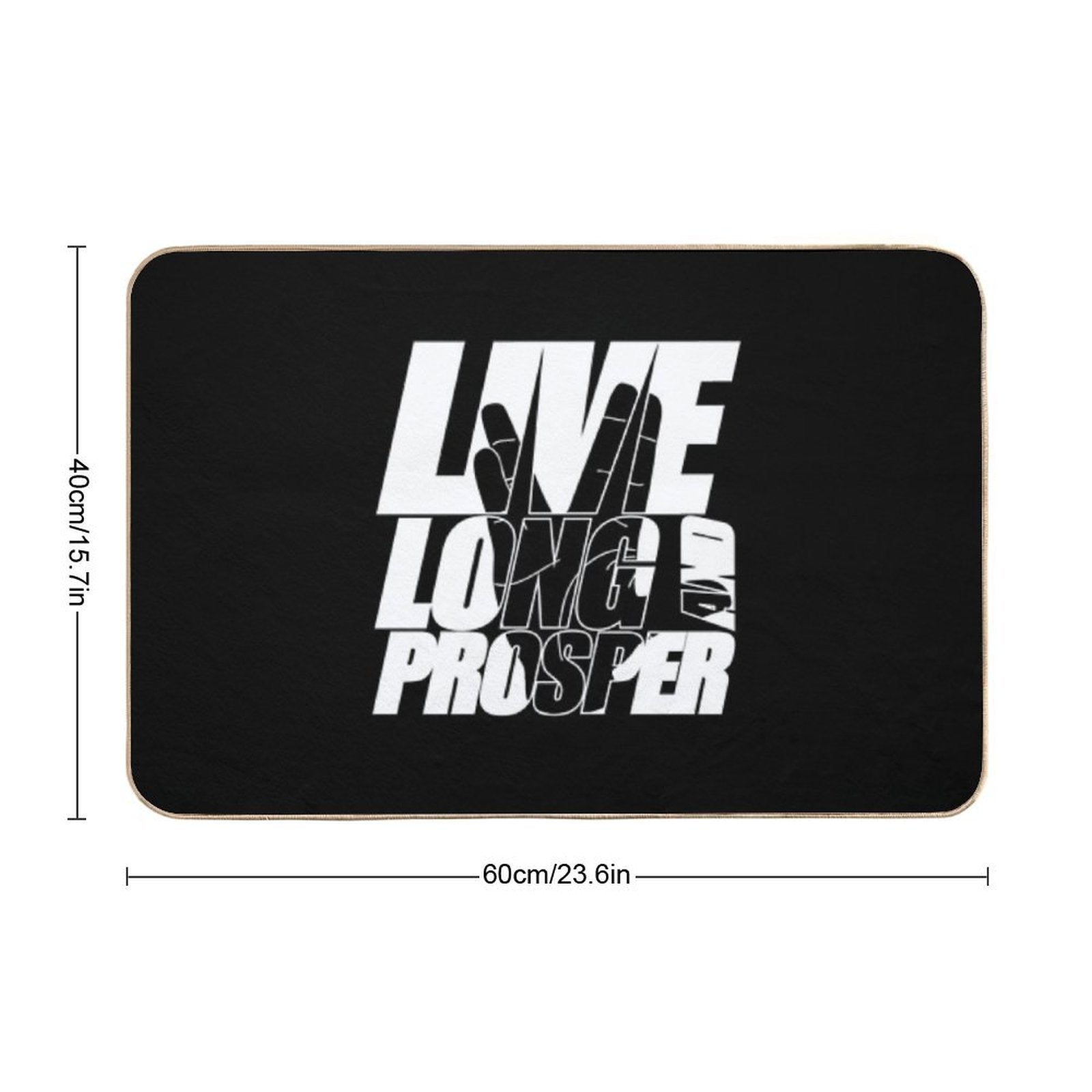 LIVE LONG AND PROSPER Star Trek ™ Quote Meme Slogan with Silhouette of The Vulkan Gruss  Long-Lasting Bath Mat