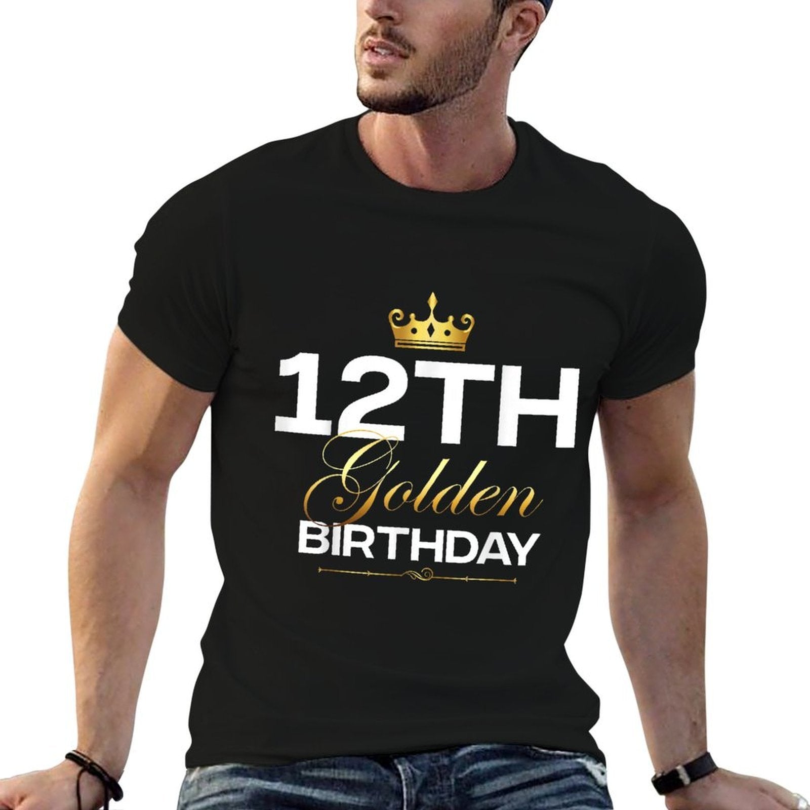 12th B-Day Golden Birthday Age Crown 12 Year Old Birthday  Affordable Price T-Shirt