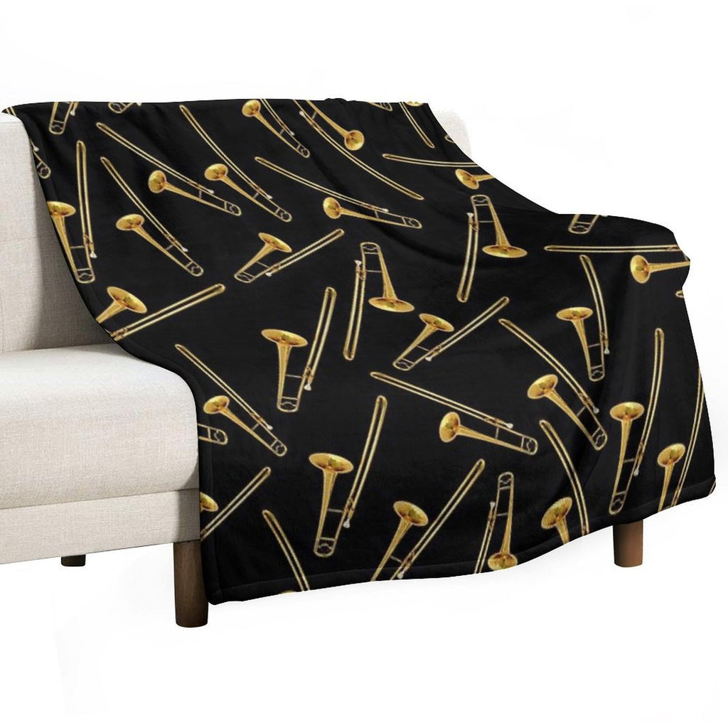 Vintage Gold Trombone Eco-conscious Throw Blanket