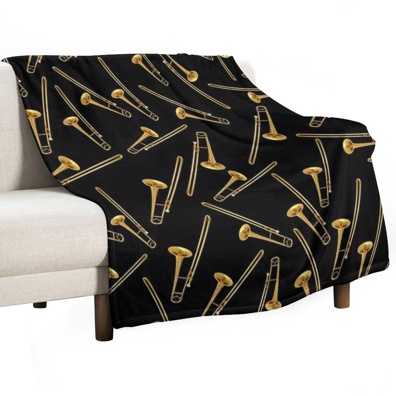 Vintage Gold Trombone Eco-conscious Throw Blanket