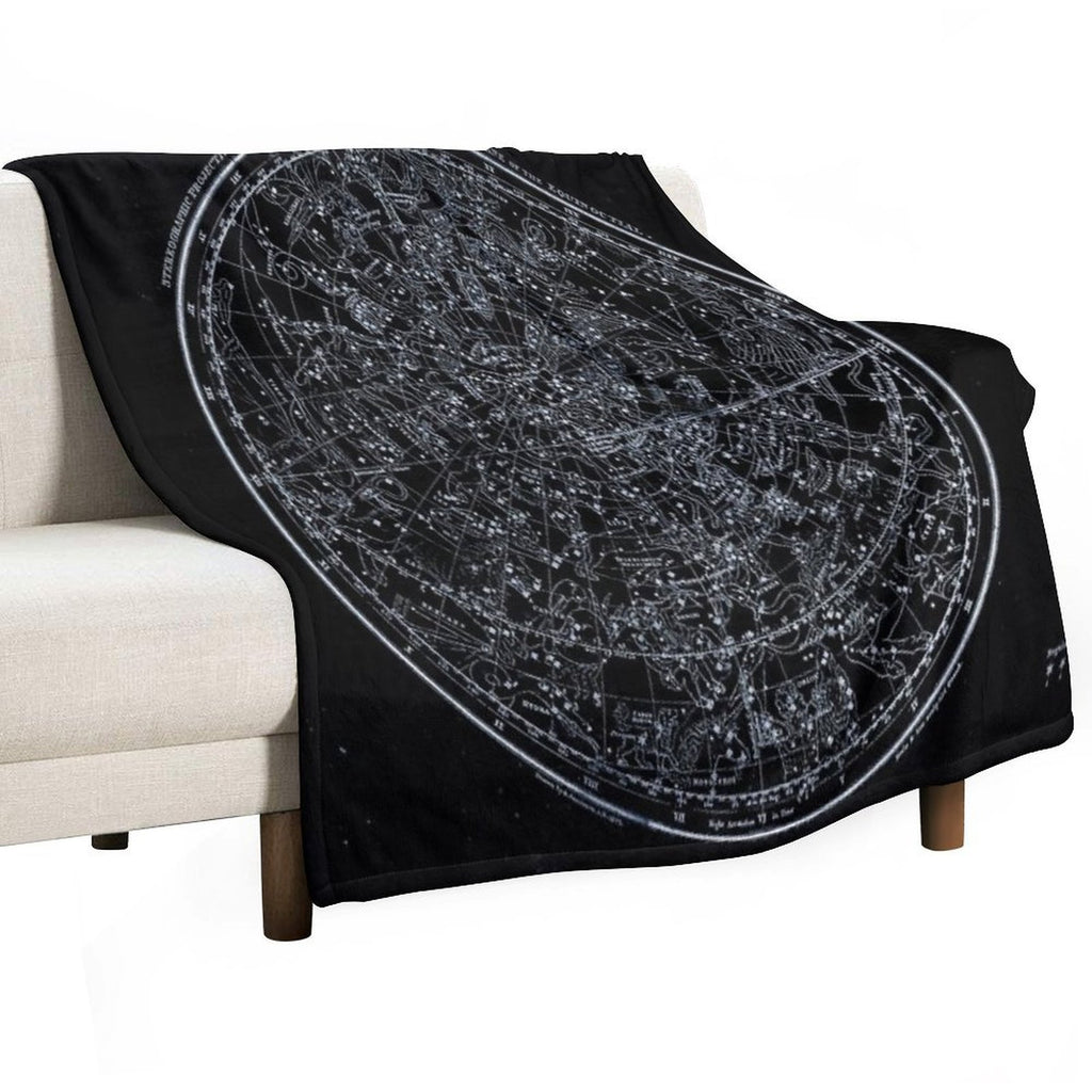 Constellations of The Northern Hemisphere  Pale Blue On Black Compact Throw Blanket