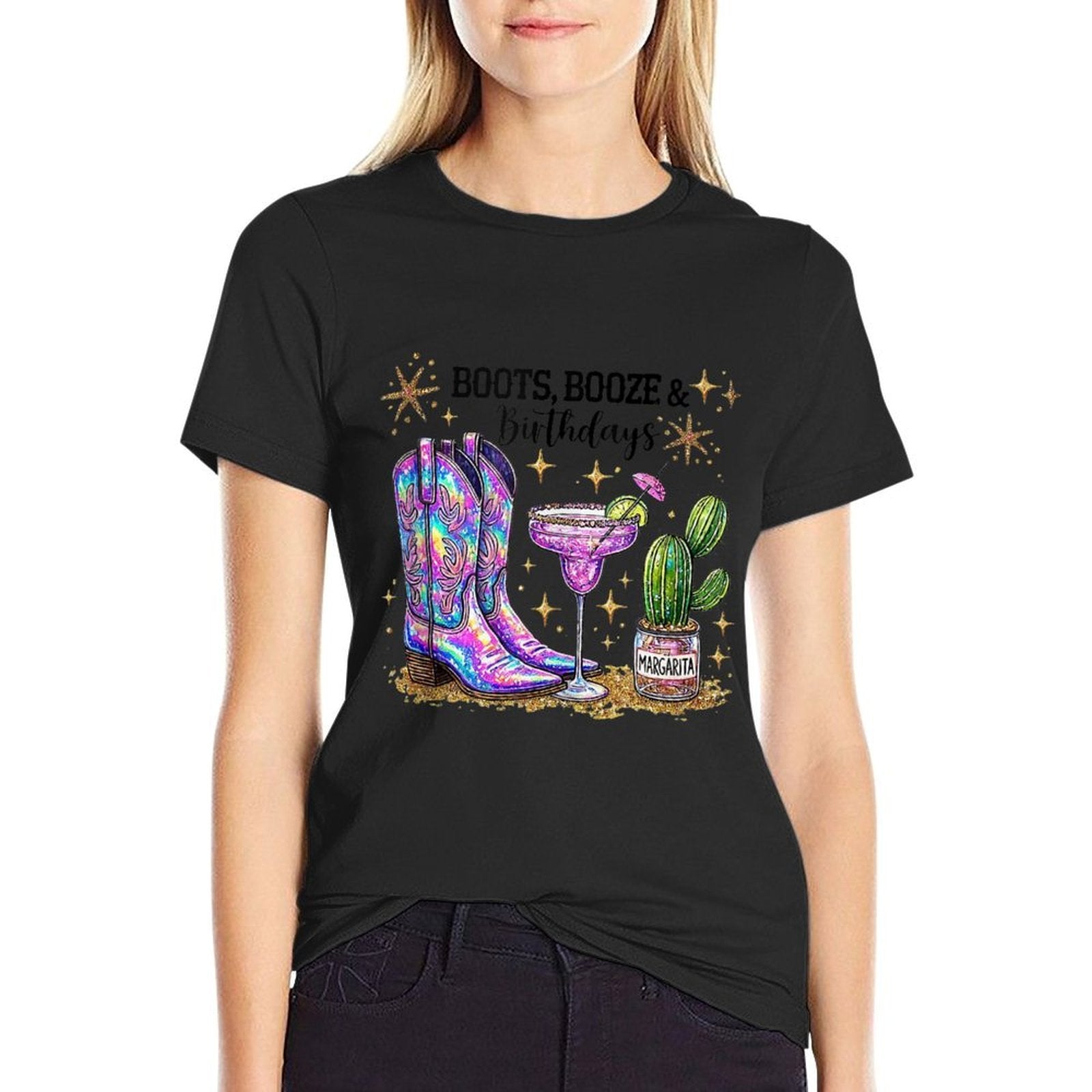 Boots Booze & Birthday Cowgirl Western Margarita Party  Moisture-wicking T-Shirt