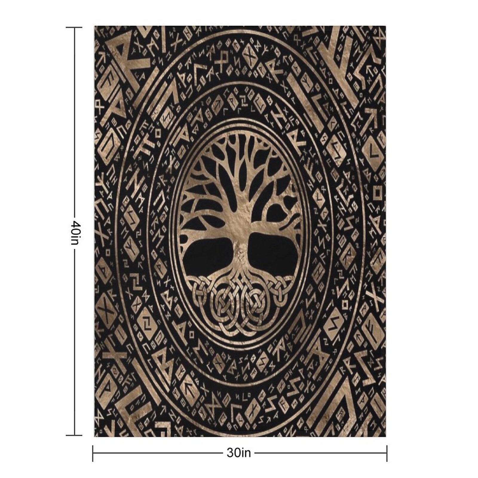 Tree of Life -Yggdrasil Runic Pattern Quick-dry Throw Blanket