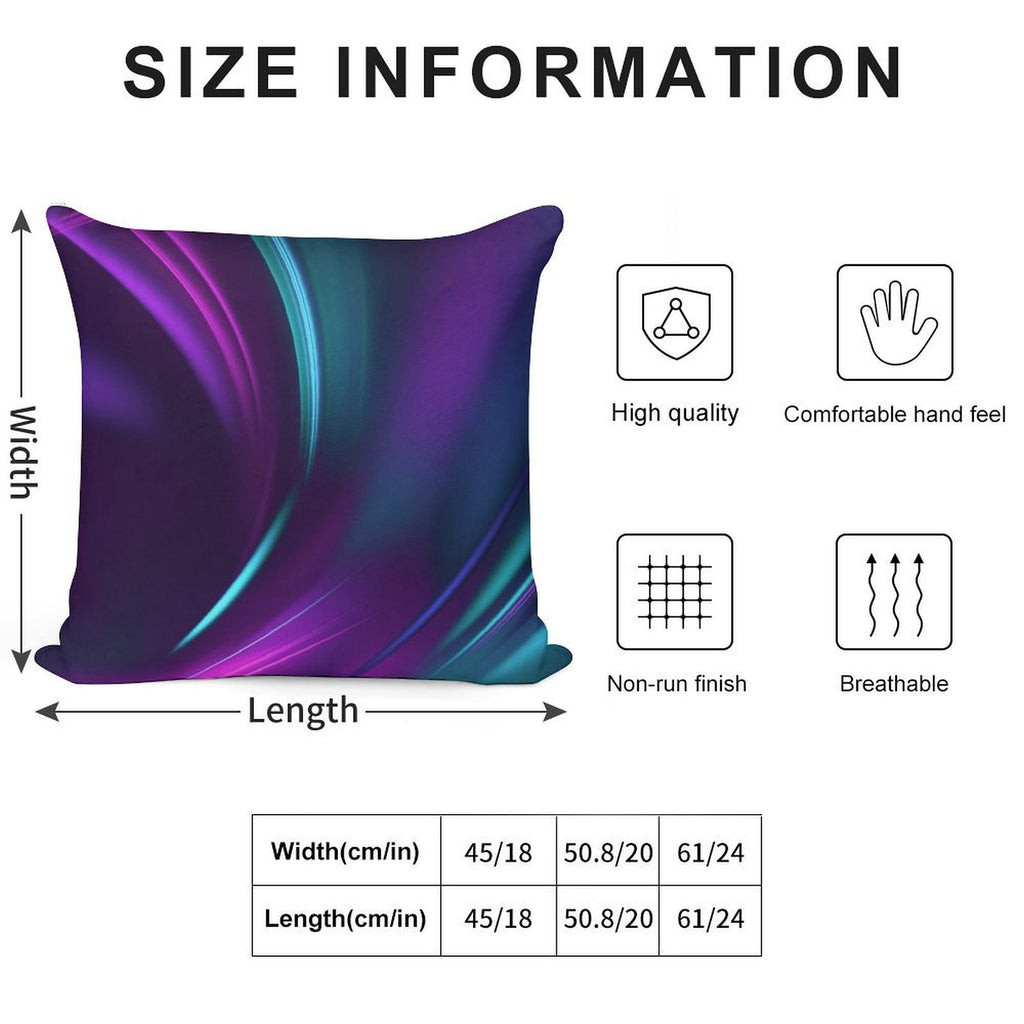 Purple Teal Swirl Soft Durable Construction Throw Pillow