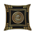 Greek Key Meander Black Gold Large Soft Fade-Resistant Throw Pillow