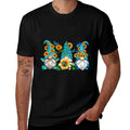 Cute Gnomes With Sunflower Butterfly Gardeners Summer Floral  Easy-care T-Shirt