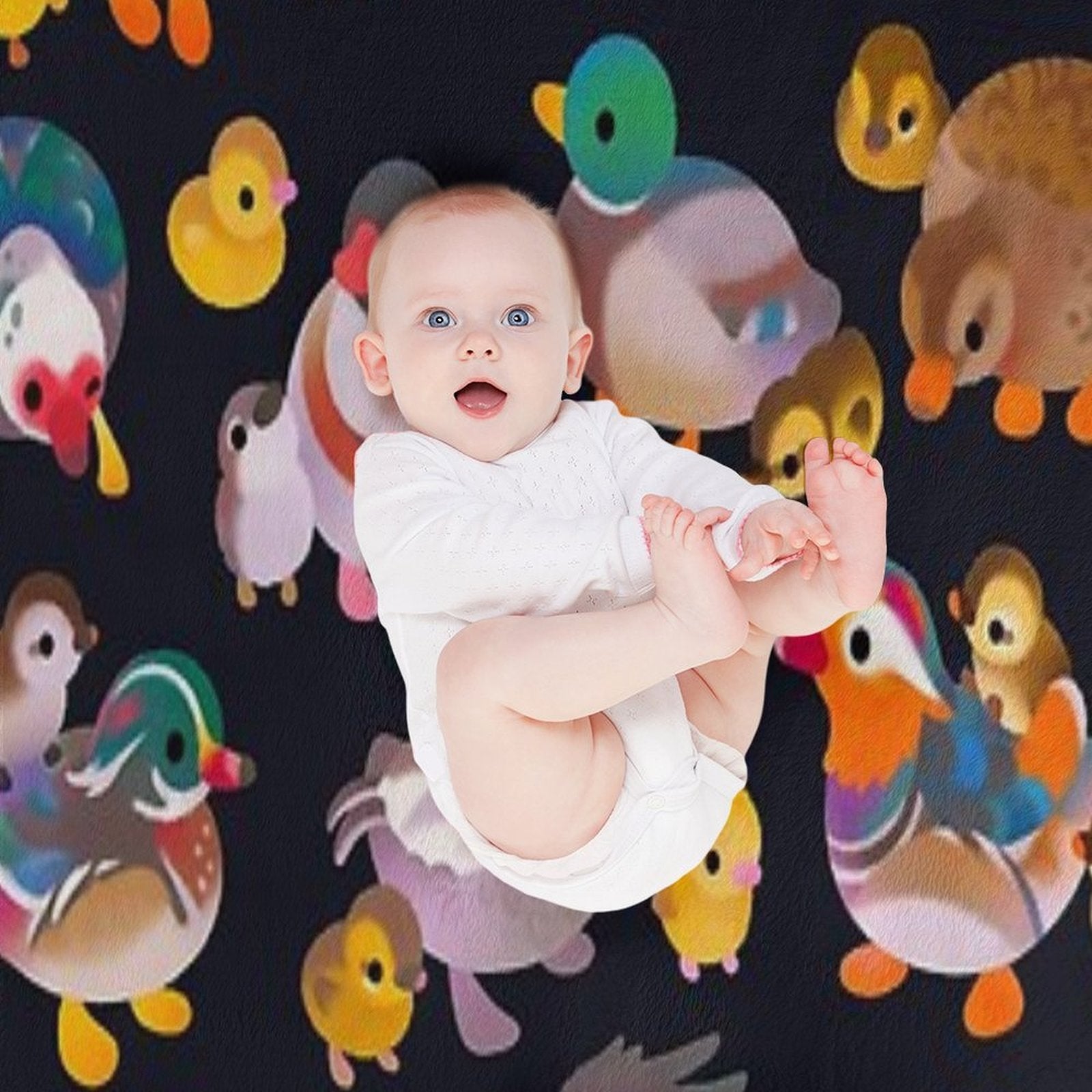 Duck And Duckling - Dark Comfort Throw Blanket